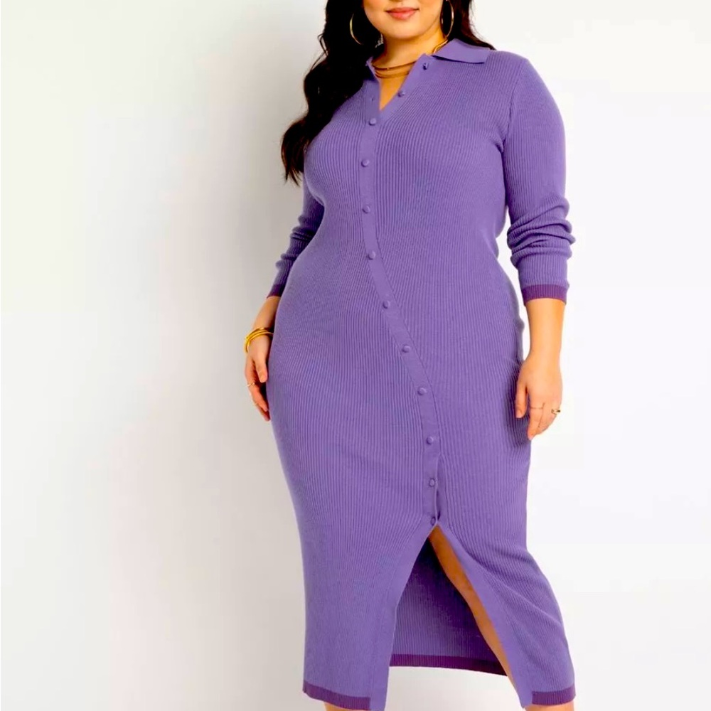 Eloquii Asymmetrical Placket Cardigan Dress